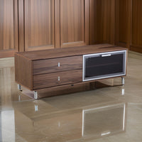 Ida 60 Inch TV Entertainment Console, Drawers, Pull Down Door, Walnut Brown - BM314965