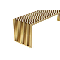 Niki 55 Inch Accent Bench, Slatted, Rectangular, Luxurious Brushed Gold - BM314974