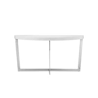 Tini 55 Inch Console Table, Oval Top, Chrome Frame, Sleek White Finish - BM314981