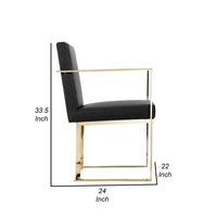 Boly 24 Inch Dining Armchair, Plush Black Faux Leather, Gold Cantilever  - BM314984