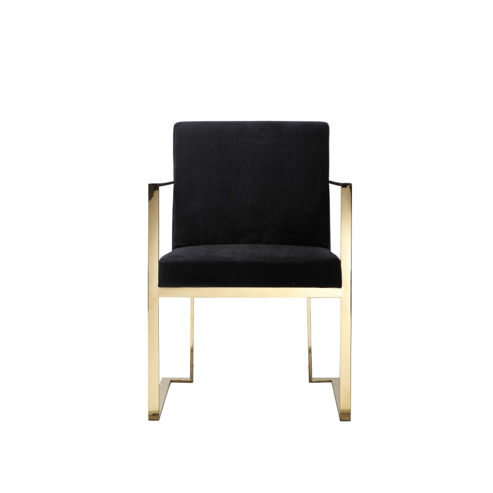 Boly 24 Inch Dining Armchair, Cushioned Black Velvet Seat, Gold Cantilever  - BM314985