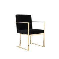 Boly 24 Inch Dining Armchair, Cushioned Black Velvet Seat, Gold Cantilever  - BM314985