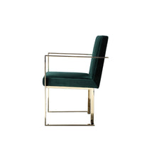 Boly 24 Inch Dining Armchair, Cushioned Green Velvet Seat, Gold Cantilever  - BM314988