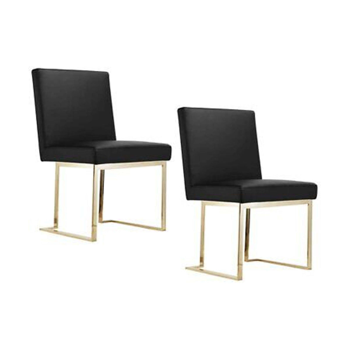 Boly 26 Inch Counter Height Chair, Black Faux Leather Seat, Gold Cantilever - BM314989