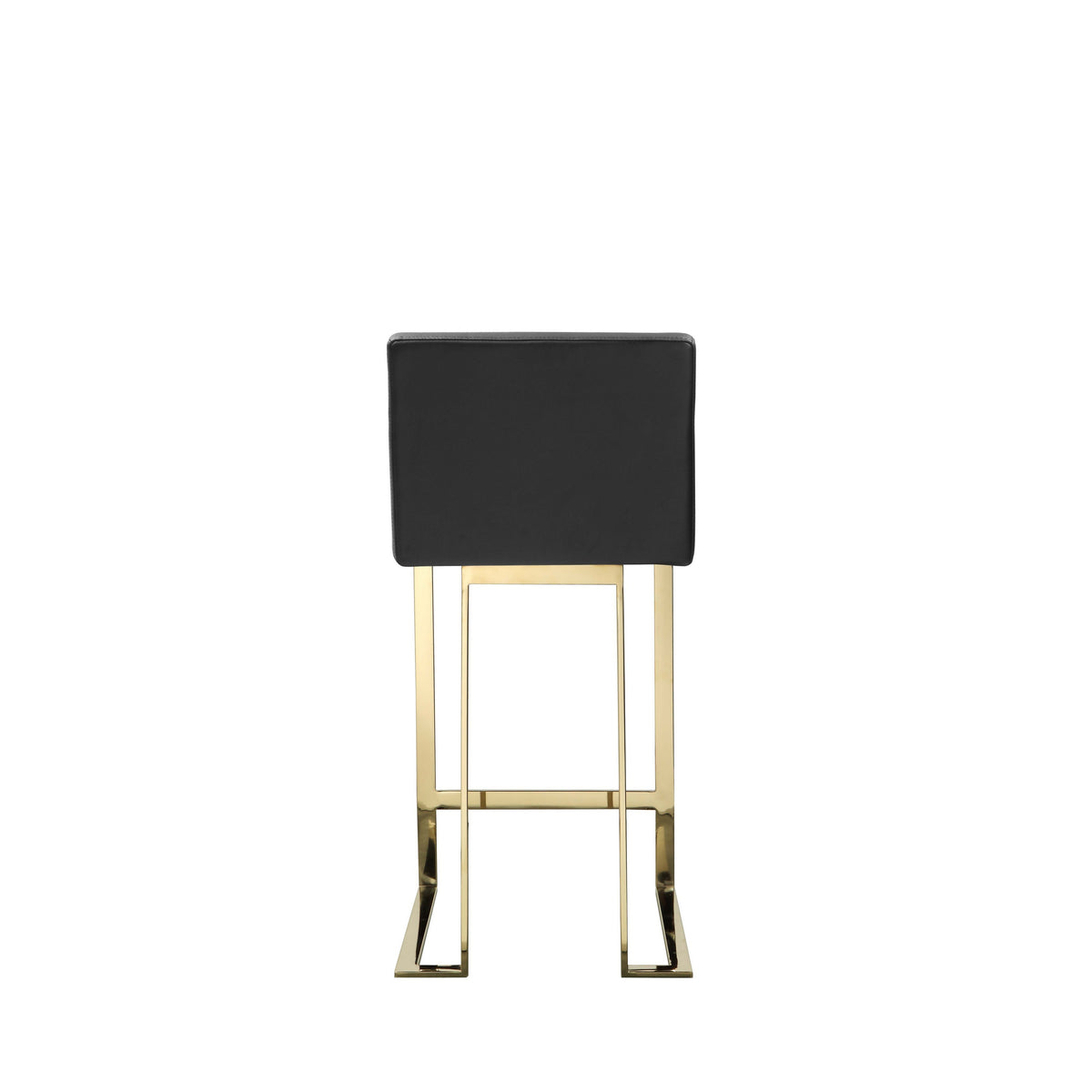 Boly 26 Inch Counter Height Chair, Black Faux Leather Seat, Gold Cantilever - BM314989