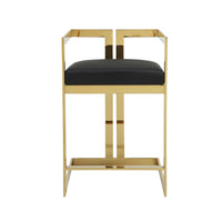 Suki 26 Inch Counter Height Chair, Black Faux Leather, Gold Cantilever Base - BM314995