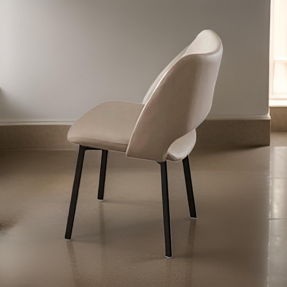 Hem 22 Inch Dining Chair Set of 2, Beige Faux Leather, Armless Open Back - BM315029