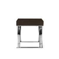 Rix 21 Inch Side End Table, 1 Drawer, X Steel Legs, Espresso Brown Wood - BM315056