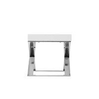 Rix 21 Inch Side End Table, 1 Drawer, X Shape Steel Legs, White Wood Top - BM315058