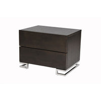 Sam 20 Inch Nightstand, 2 Drawers, Espresso Brown, High Polished Metal Legs - BM315059