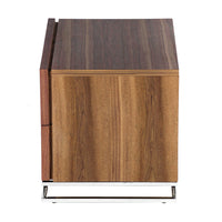 Sam 20 Inch Nightstand, 2 Drawers, Walnut Brown, High Polished Metal Legs - BM315060