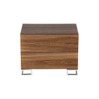 Sam 20 Inch Nightstand, 2 Drawers, Walnut Brown, High Polished Metal Legs - BM315060