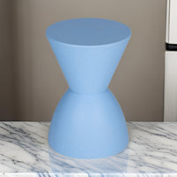 Hillary 17 Inch Side Table, Indoor Outdoor, Hourglass Shape, Blue Finish - BM315085