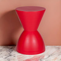 Hillary 17 Inch Side Table, Indoor Outdoor, Hourglass Shape, Red Finish - BM315087