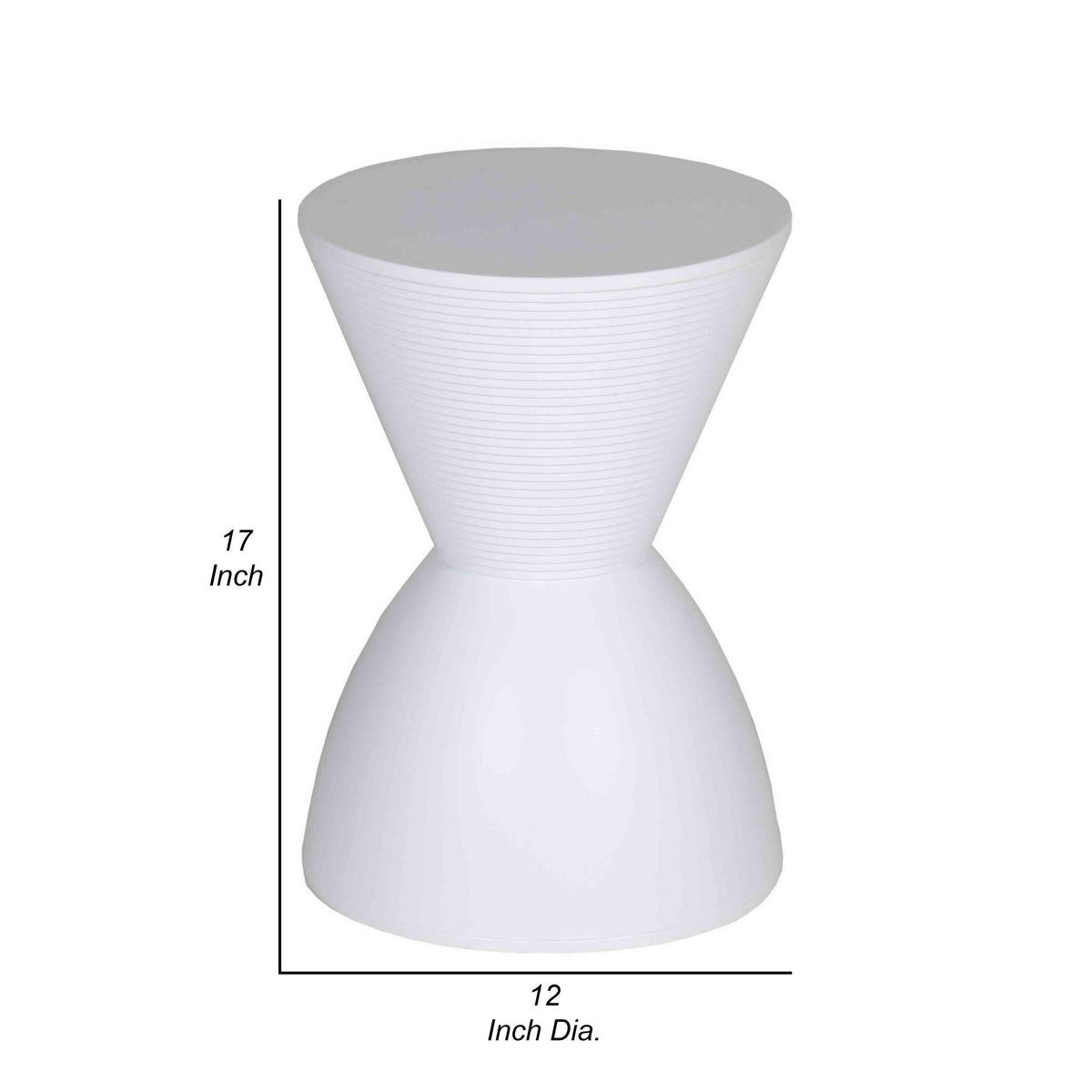 Hillary 17 Inch Side Table, Indoor Outdoor, Hourglass Shape, White Finish - BM315088