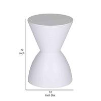 Hillary 17 Inch Side Table, Indoor Outdoor, Hourglass Shape, White Finish - BM315088