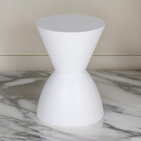 Hillary 17 Inch Side Table, Indoor Outdoor, Hourglass Shape, White Finish - BM315088