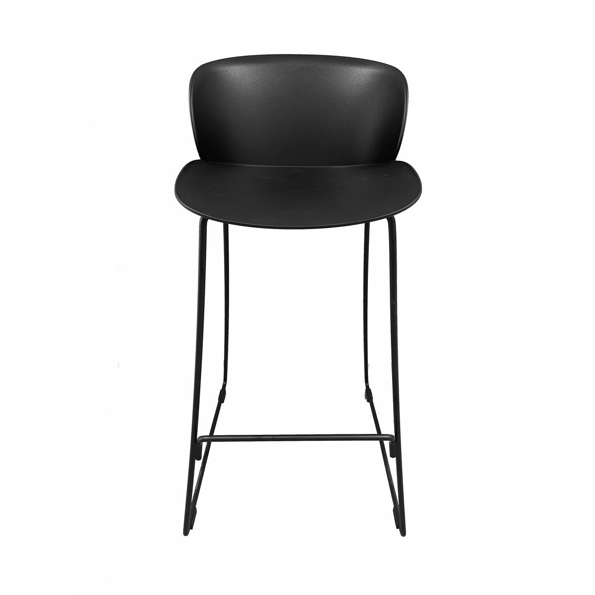 Sia 30 Inch Barstool Chair Set of 2, Black Seat and Back, Metal Base - BM315092