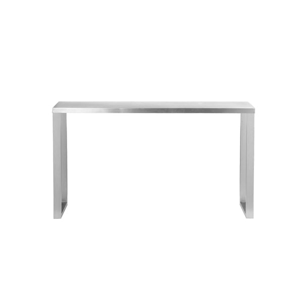 Tom 53 Inch Console, Rectangular Top, Square Legs, Chrome Brushed Metal - BM315100