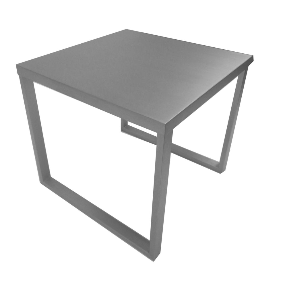 Tom 22 Inch Side End Table, Square Top, Square Legs, Gray Brushed Metal - BM315101