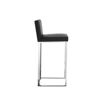 Boly 30 Inch Barstool Chair, Black Faux Leather, Cushions, Chrome Steel - BM315105