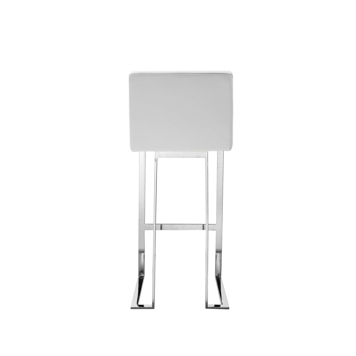 Boly 30 Inch Barstool Chair, White Faux Leather, Cushions, Chrome Steel - BM315107