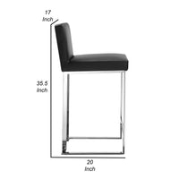 Boly 26 Inch Counter Height Chair, Black Faux Leather, Chrome Steel - BM315108
