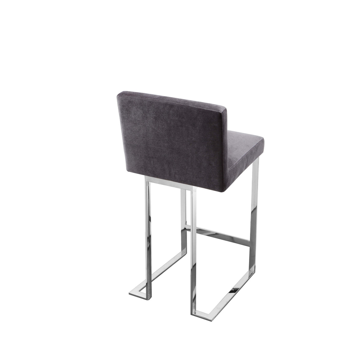 Boly 26 Inch Counter Height Chair, Gray Velvet, Foam Cushions, Chrome Steel - BM315109