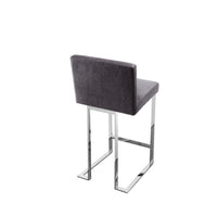 Boly 26 Inch Counter Height Chair, Gray Velvet, Foam Cushions, Chrome Steel - BM315109