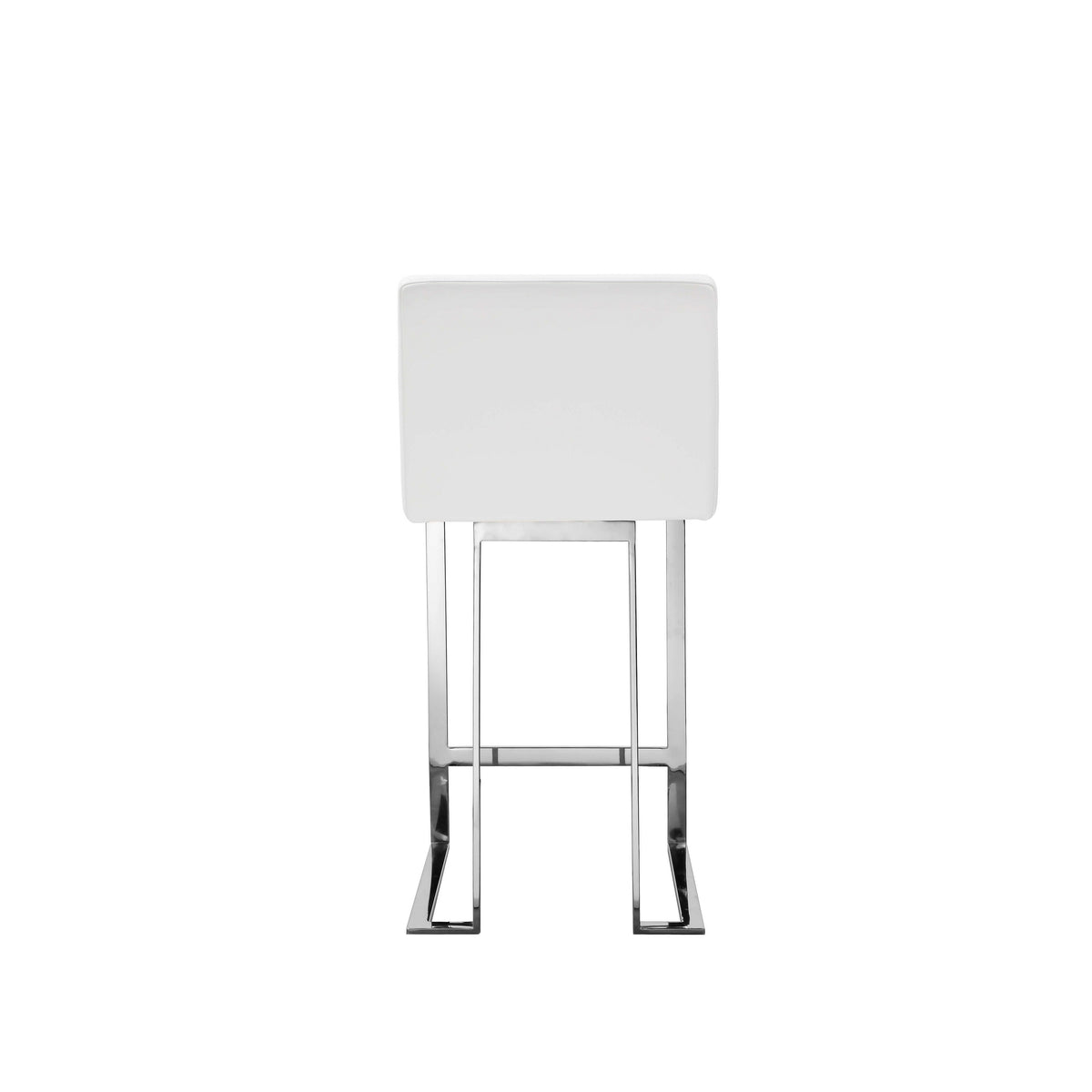 Boly 26 Inch Counter Height Chair, White Faux Leather, Foam Cushions, Steel - BM315110