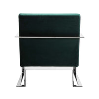 Boly 28 Inch Lounge Chair, Green Velvet, Foam Cushions, Chrome Steel Base - BM315113