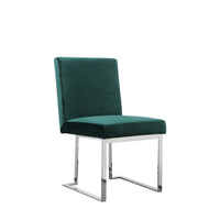 Boly 19 Inch Dining Chair, Set of 2, Green Velvet, Foam, Chrome Steel Base - BM315118