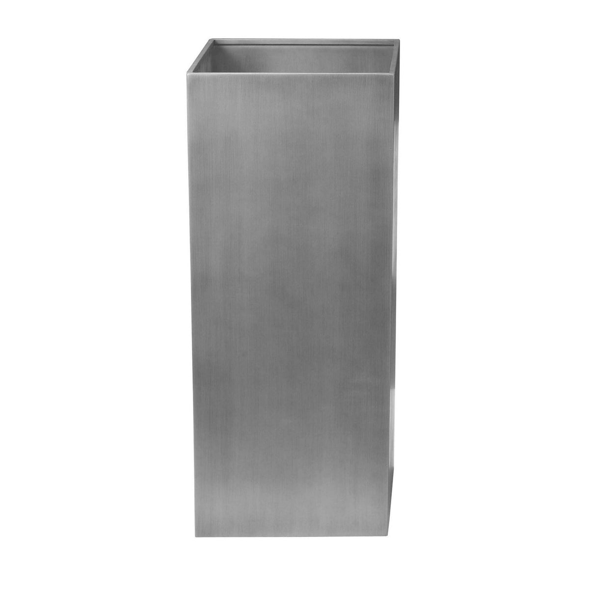 Jo 32 Inch Tall Flower Pot Planter, Hidden Indented Box, Gray Brushed Metal - BM315128