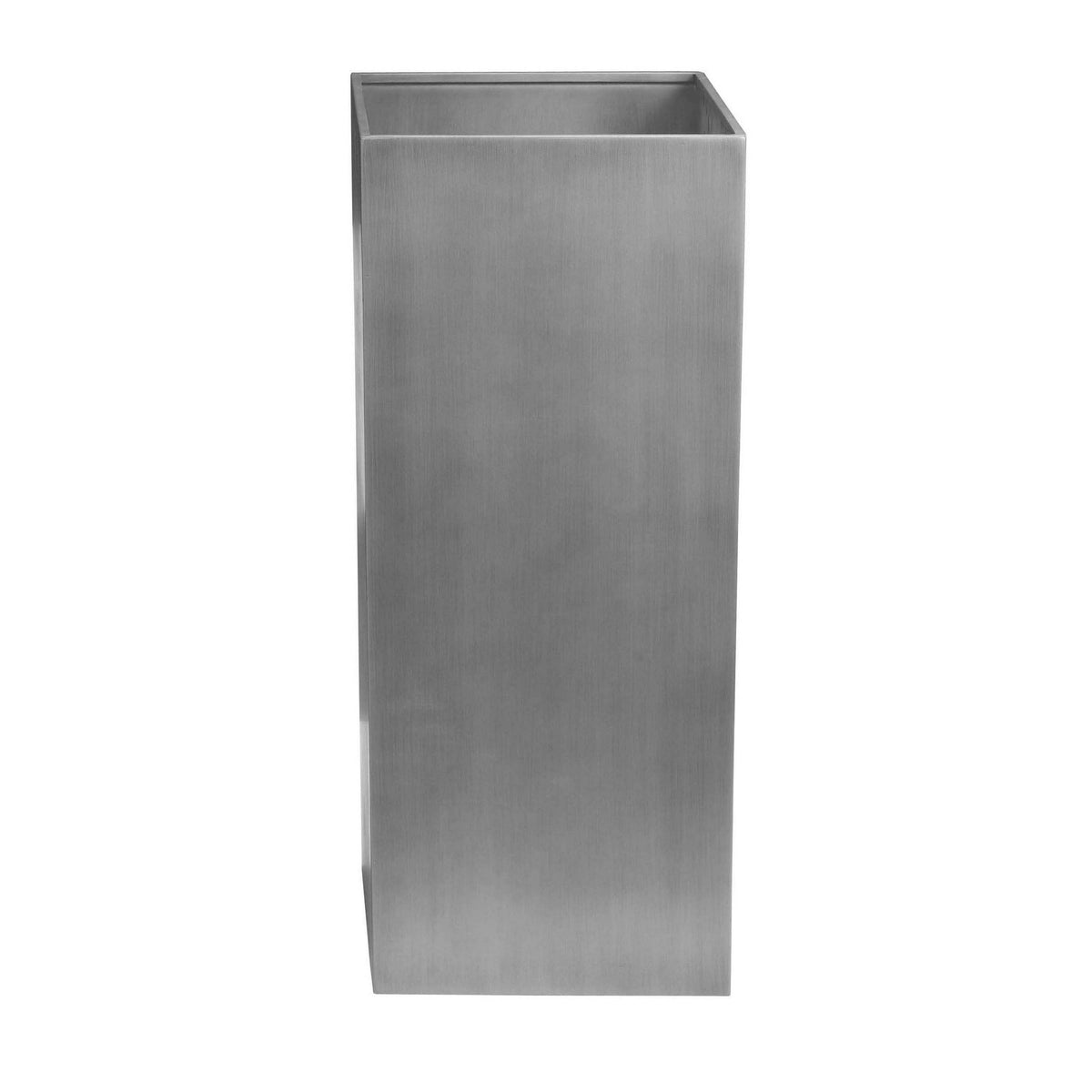 Jo 32 Inch Tall Flower Pot Planter, Hidden Indented Box, Gray Brushed Metal - BM315128