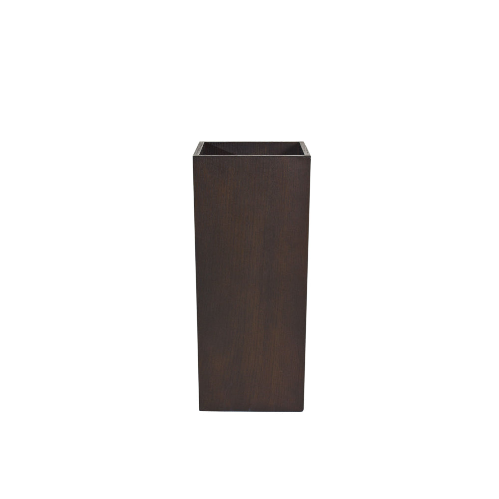 Jo 32 Inch Tall Flower Pot Planter, Hidden Indented Box, Dark Brown Veneer - BM315129