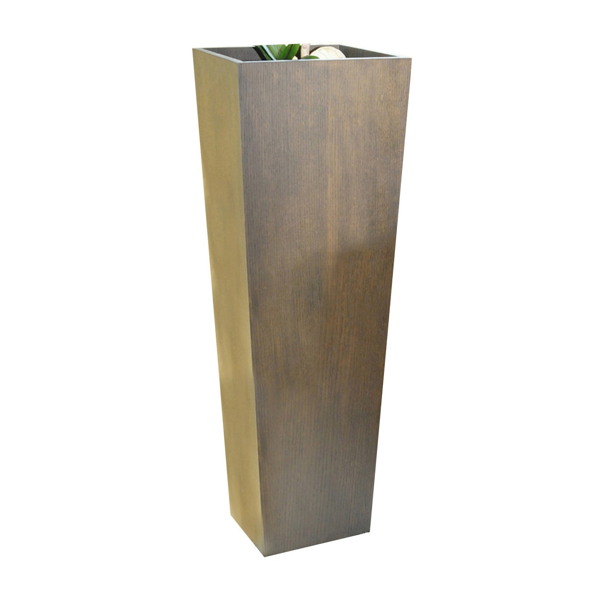 Jo 48 Inch Tall Flower Pot Planter, Hidden Indented Box, Dark Brown Veneer - BM315130