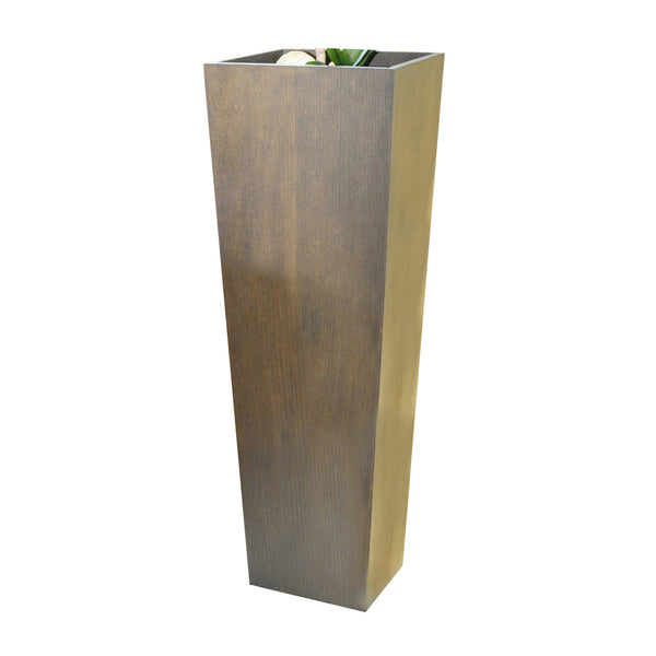 Jo 48 Inch Tall Flower Pot Planter, Hidden Indented Box, Dark Brown Veneer - BM315130