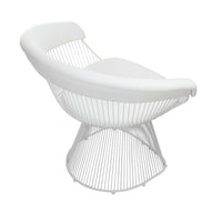 Coll 33 Inch Accent Chair, Slatted Metal Curved Back, White Faux Leather - BM315135