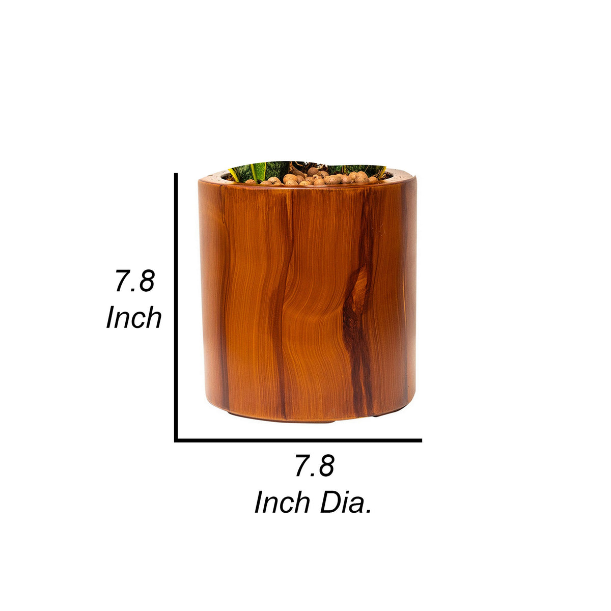 Shyo 8 Inch Self Watering Planter, Faux Wood ABS Body, Round, Dark Brown - BM315149