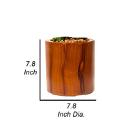 Shyo 8 Inch Self Watering Planter, Faux Wood ABS Body, Round, Dark Brown - BM315149