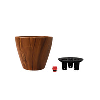 Shyo Self Watering Planter Set of 2, Round Pots, Dark Brown Faux Wood - BM315150