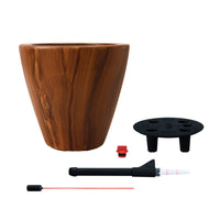 Shyo Self Watering Planter Set of 2, Round Pots, Dark Brown Faux Wood - BM315150