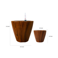 Shyo Self Watering Planter Set of 2, Round Pots, Dark Brown Faux Wood - BM315150