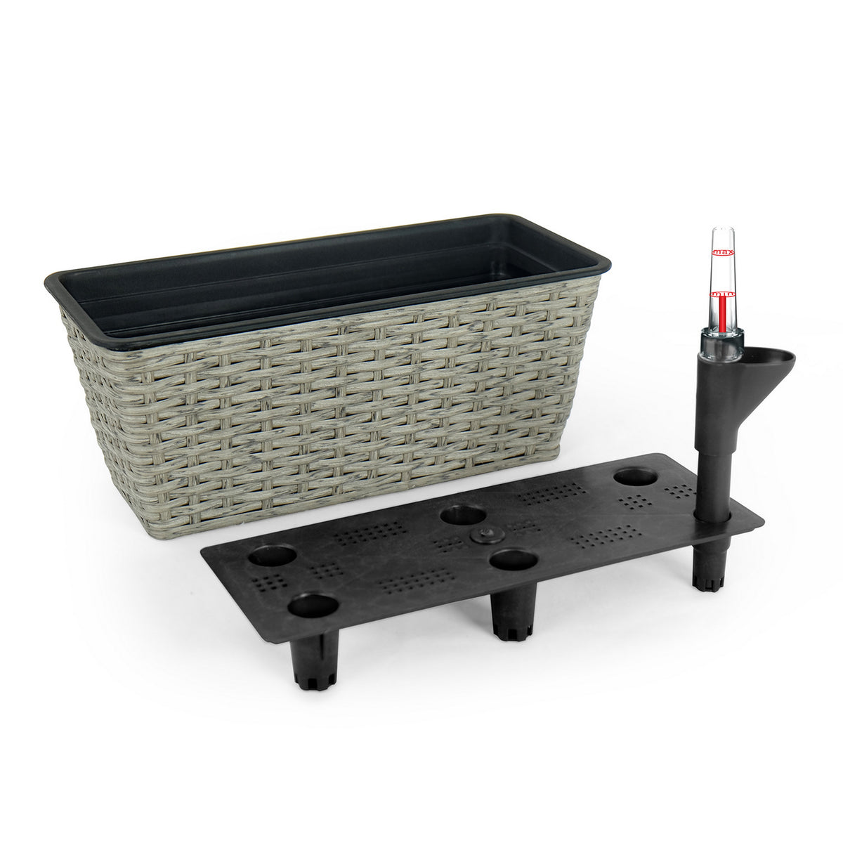 Wiki Inch Self Watering Planter Set of 2, Hand Woven Rattan Wicker, Gray  - BM315151