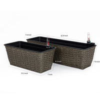 Wiki Self Watering Planter Set of 2, Hand Woven Rattan, Dark Gray Finish - BM315152