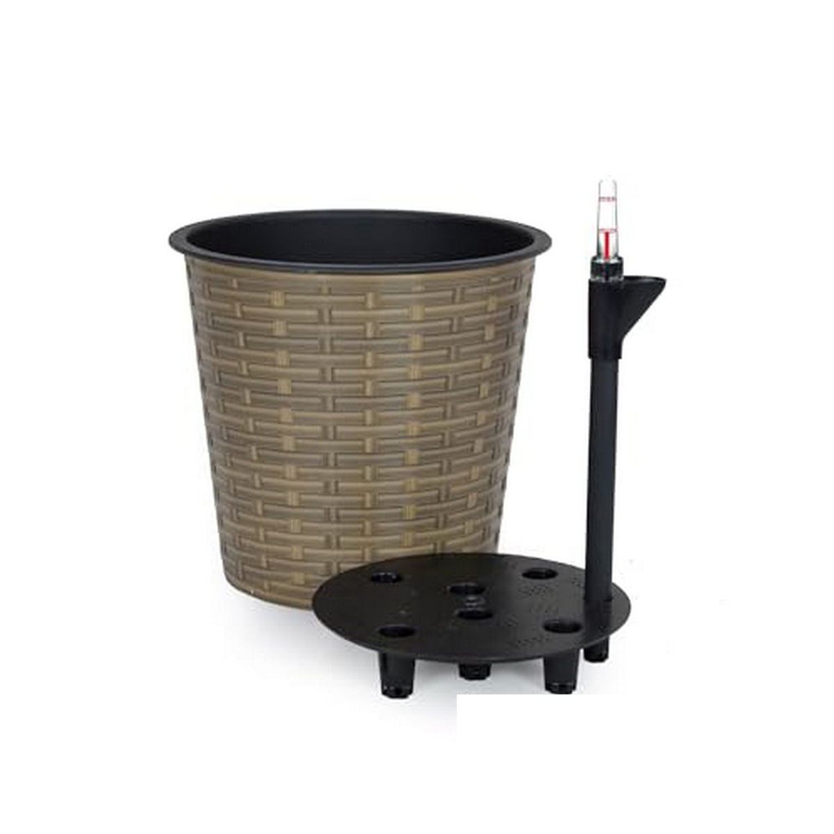 Hema 13 Inch Self Watering Planter, Hand Woven Rattan Wicker, Brown Finish - BM315153