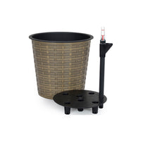 Hema 10 Inch Self Watering Planter, Wicker, Hand Woven Rattan, Brown Finish - BM315154