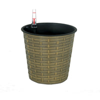 Hema 10 Inch Self Watering Planter, Wicker, Hand Woven Rattan, Brown Finish - BM315154