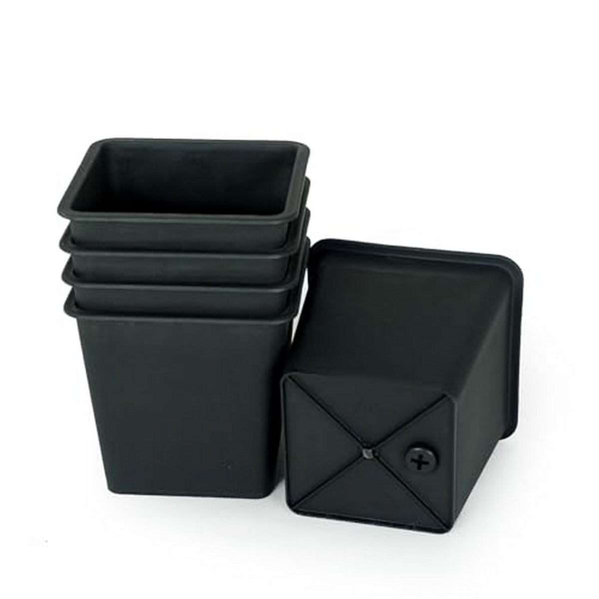 6 inch planter pots Benzara Kiti 6 Inch Set of 5 Square Nursery Planter Pots with Drainage, Black
