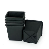 Kiti 6 Inch Set of 5 Square Nursery Planter Pots with Drainage, Black - BM315156